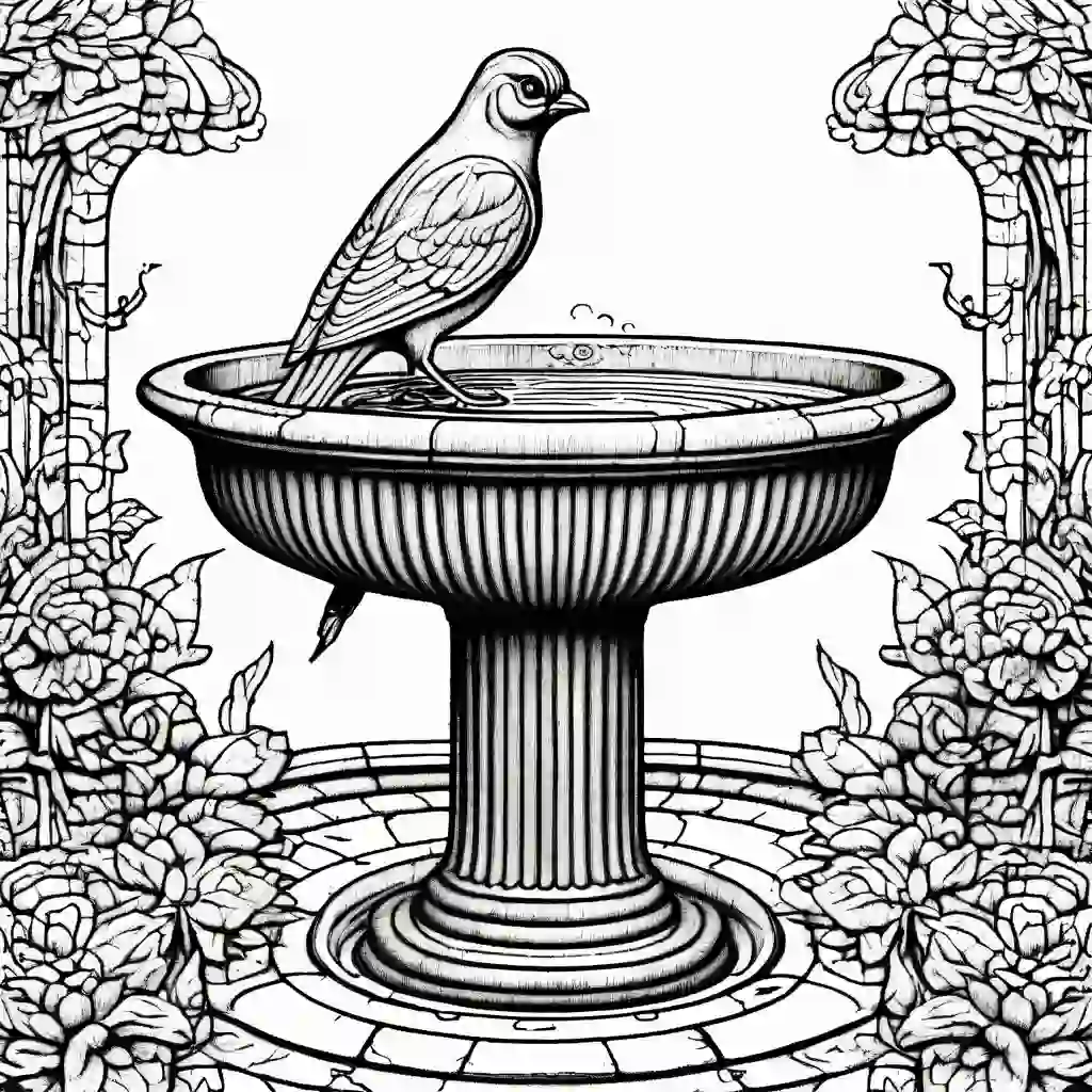 Bird bath coloring pages